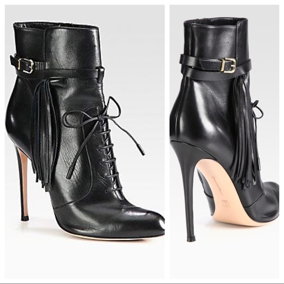 Altuzarra leather fringe lace up bootie